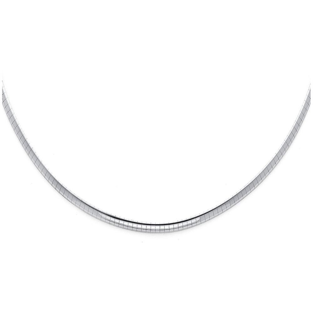 14K White 3mm Reversible Omega Necklace - 18"